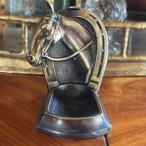 Vintage Horse head Trinket Dish|Western Equestrian Decor|Heavy Metal Catchall
